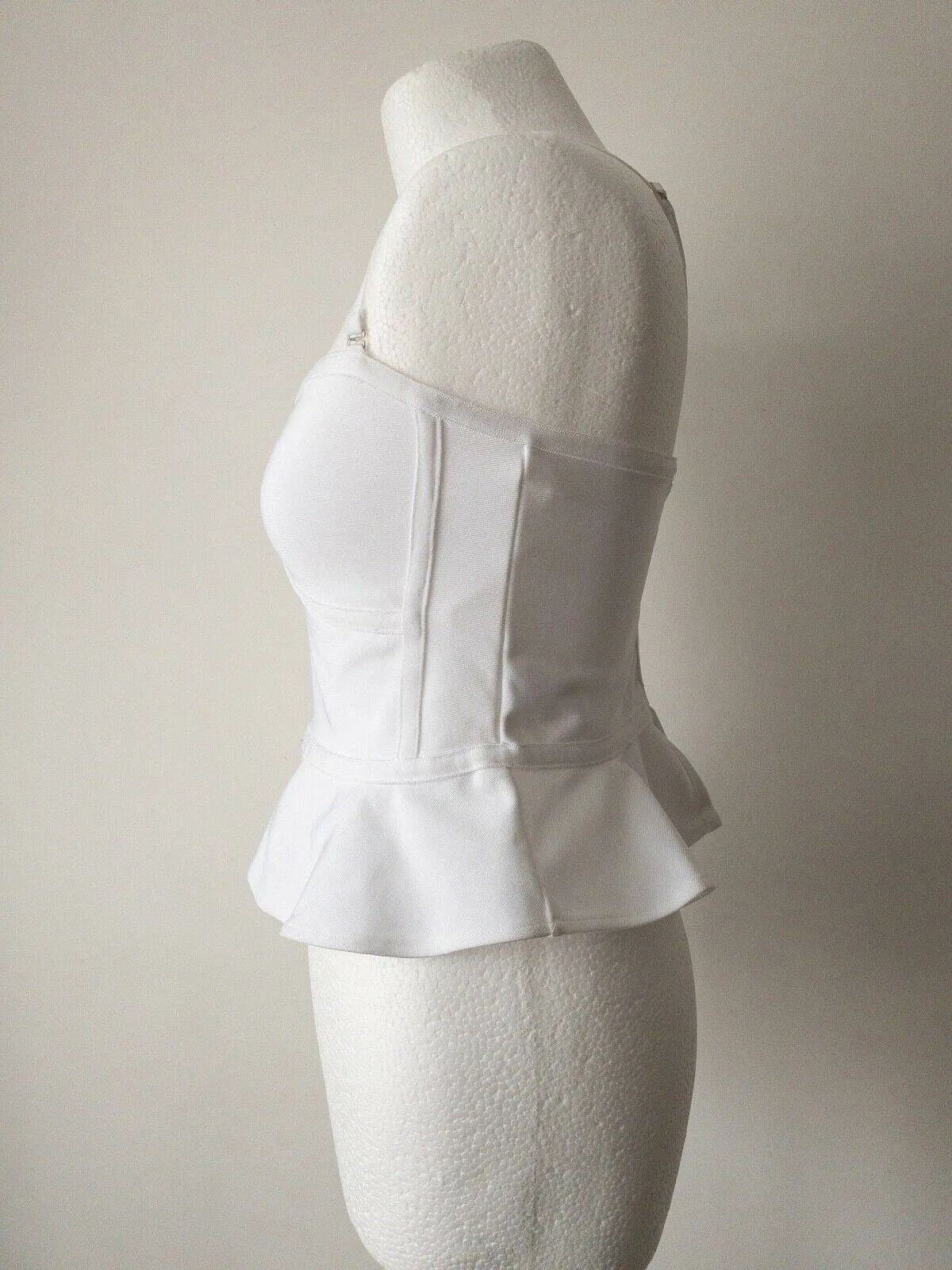 Wow Couture White Cropped Peplum Bandage Corset Top Sizes 6, 8, 10 sold by Beagle Boutique product image thumbnail 3