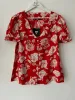 Very Red White Floral Collarless Blouse Size 8 sold by Beagle Boutique