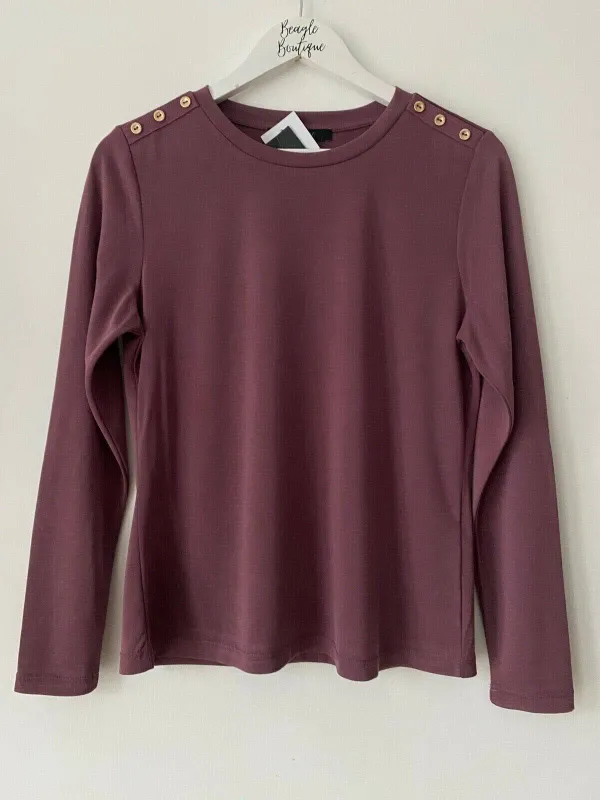 Very Long Sleeve T-Shirt Button Detail Light Burgundy Sizes: 12 sold by Beagle Boutique