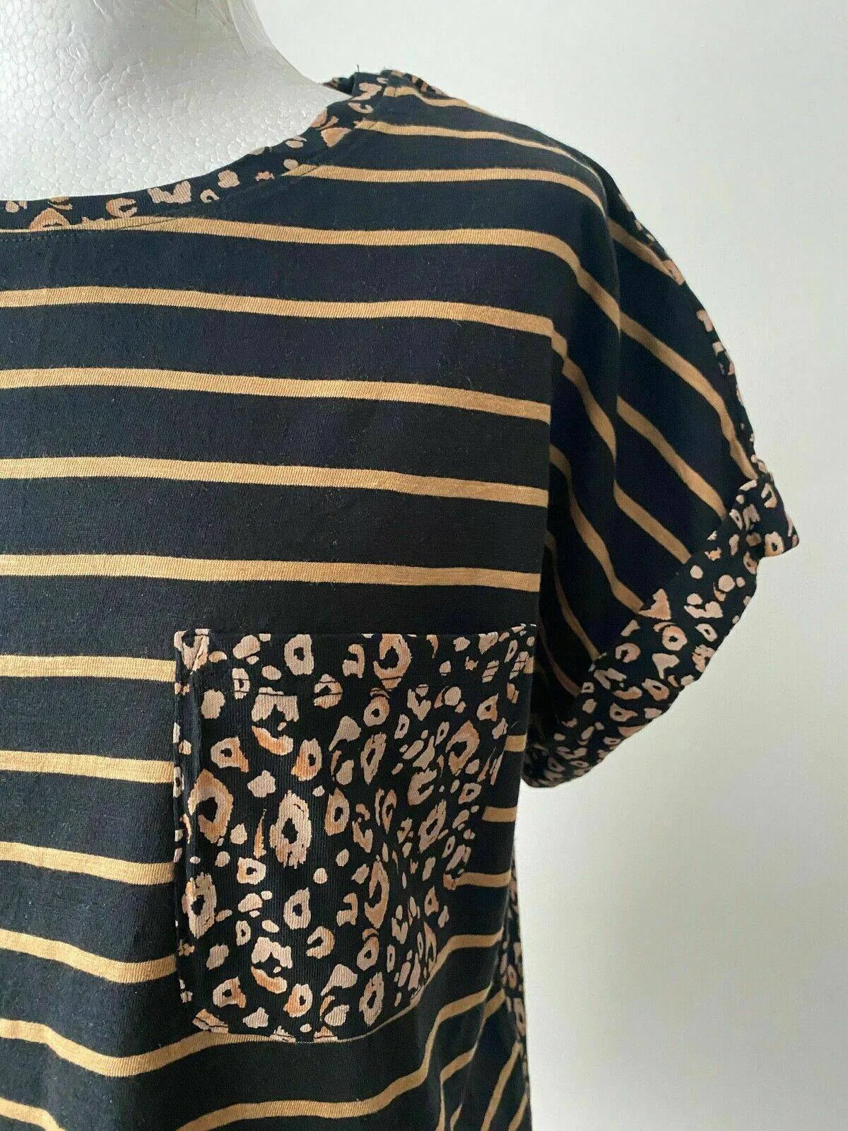 Tu Contrast T-shirt Striped Front Animal Print Back Pocket Top Sizes 16 18 sold by Beagle Boutique product image thumbnail 2