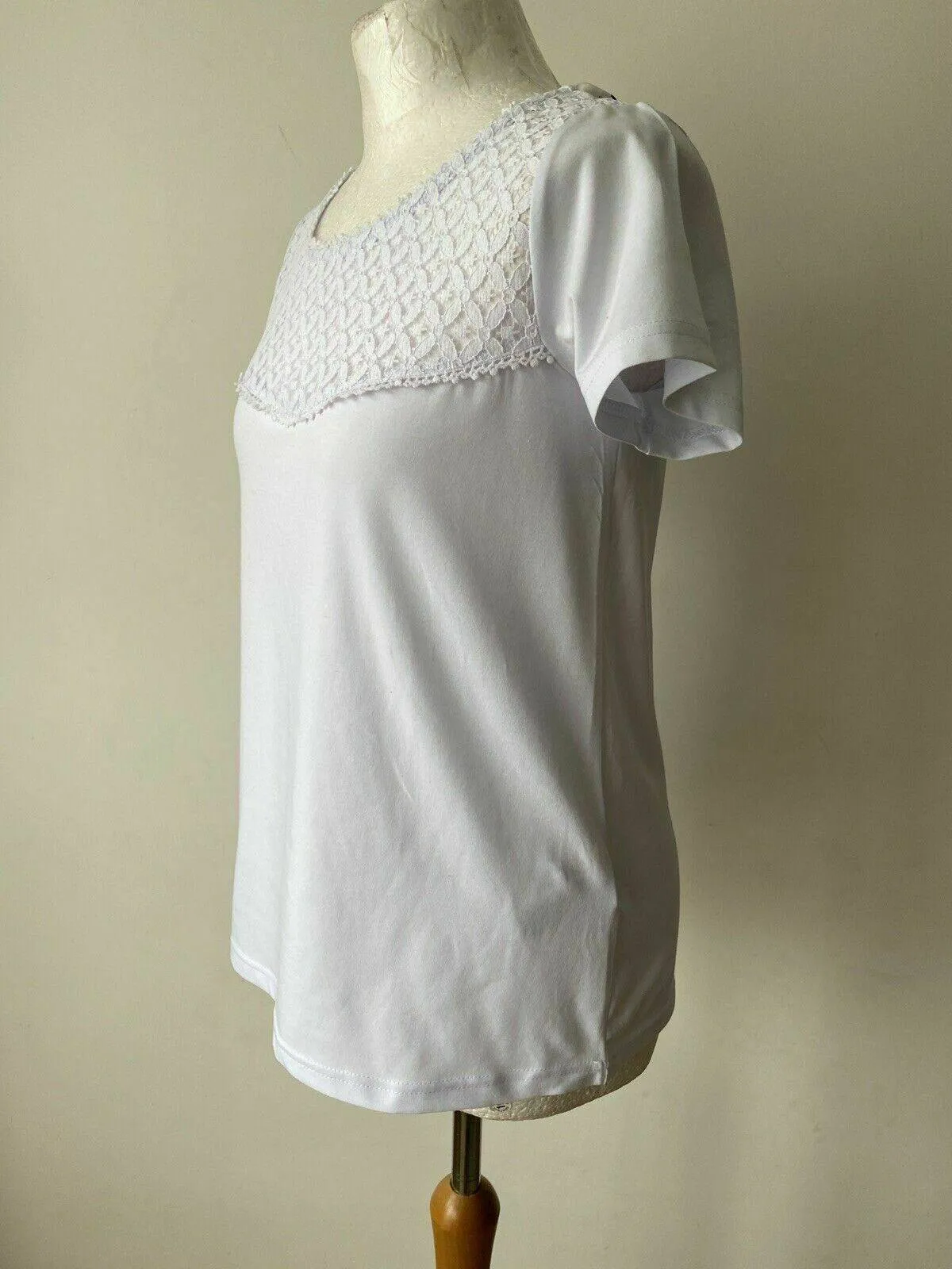 Soyaconcept White Tee Lace Neckline Size S 8 - 10 sold by Beagle Boutique product image thumbnail 2