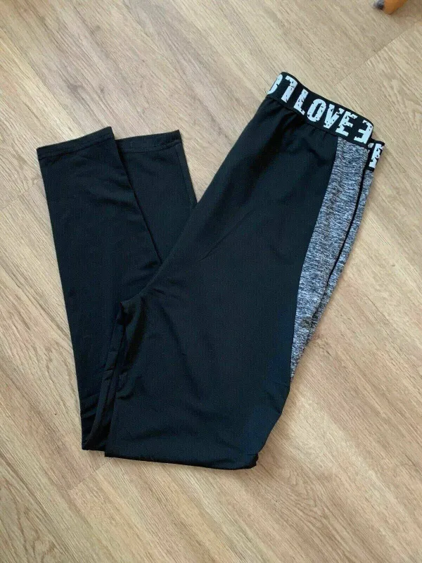 ROMWE Colour Block Letter Print Waistband Leggings Size S 8 made by ROMWE