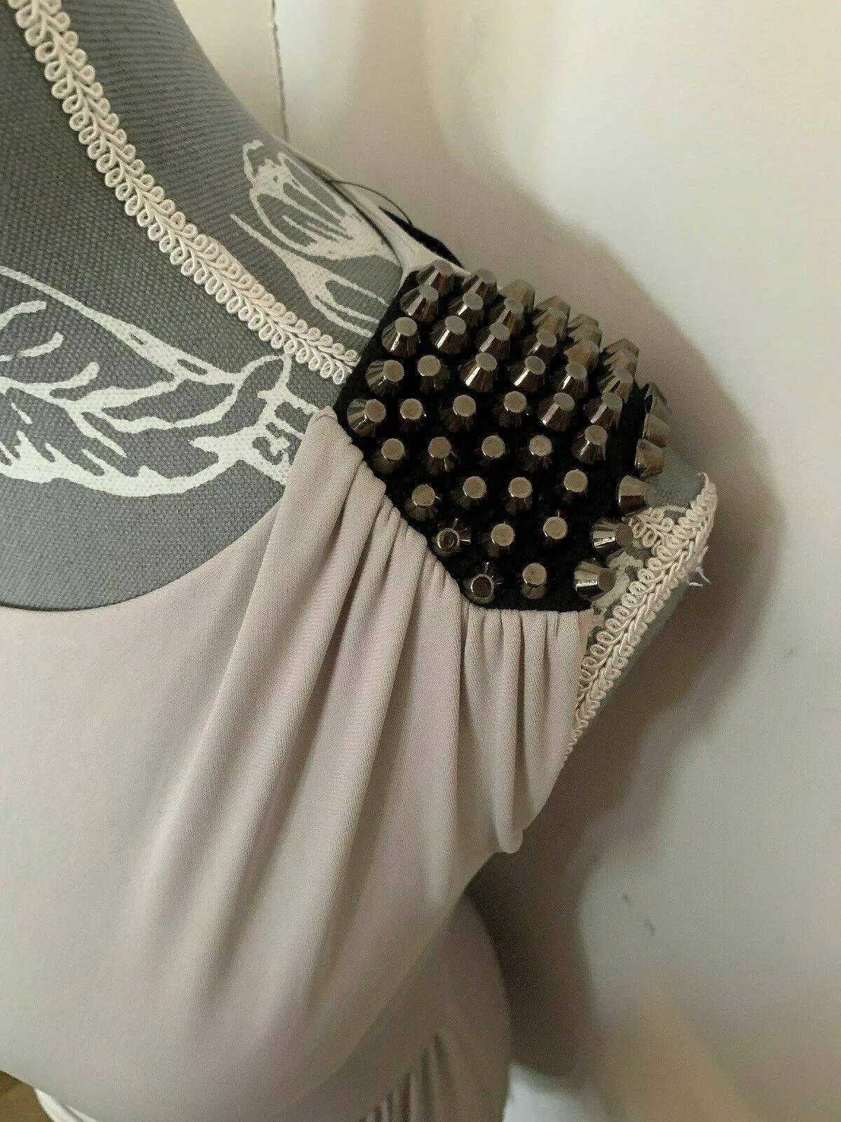 River Island Futuristic fitted Goddess dress studded shoulders BNWT Size 6 sold by Beagle Boutique product image thumbnail 5