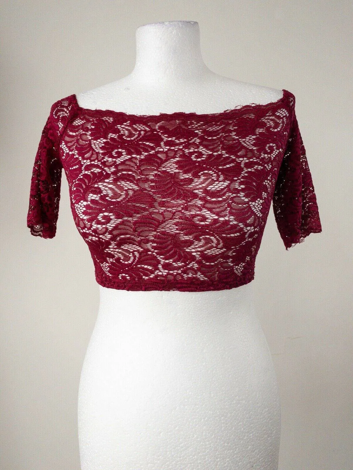 Miss Holly 2-piece Skirt and Lace Crop Top Burgundy Sizes sold by Beagle Boutique product image thumbnail 3