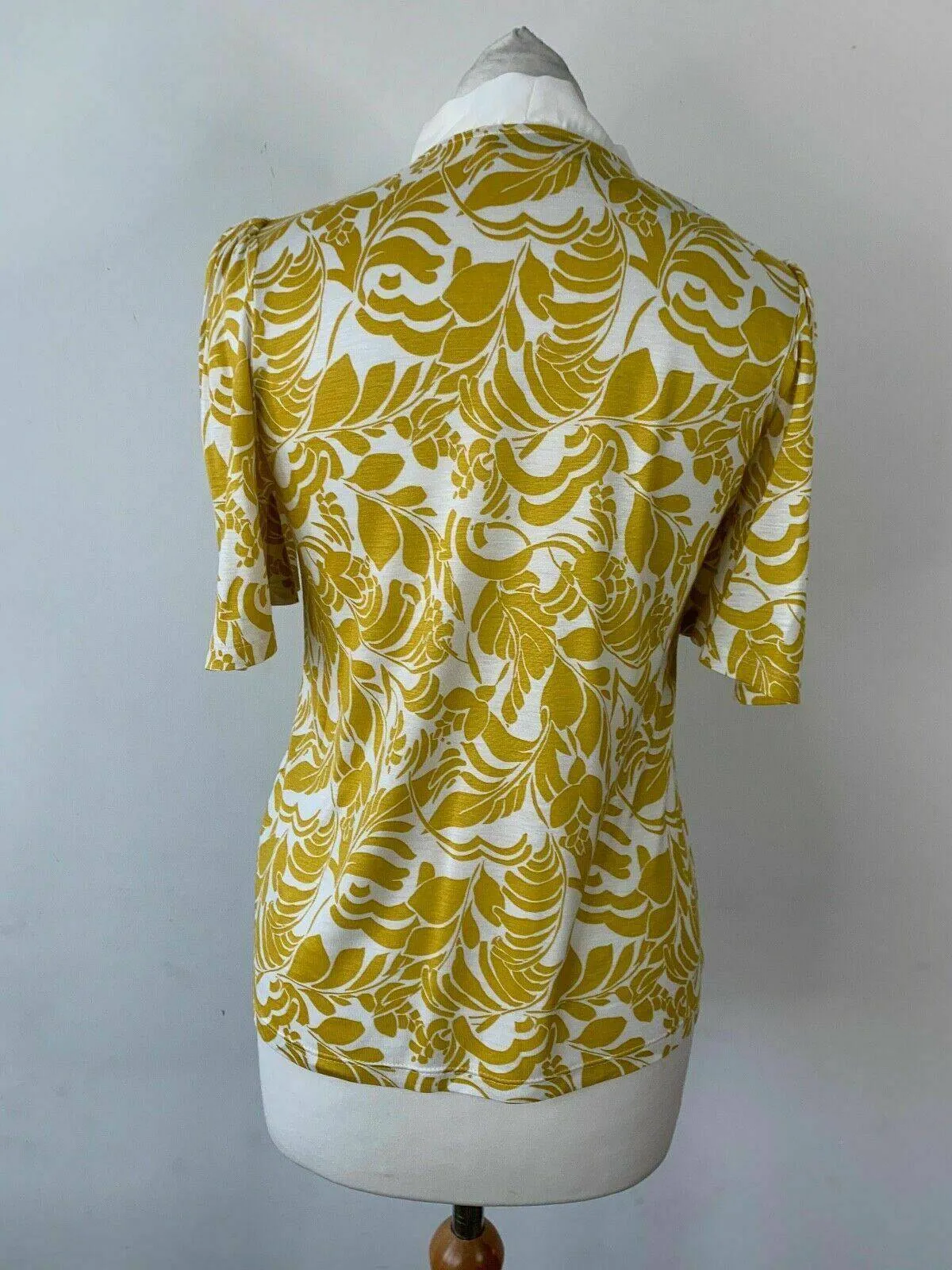M&S Short Flared Sleeves Tie Neck Yellow Mix Top t-shirt Sizes 8 12 sold by Beagle Boutique product image thumbnail 4