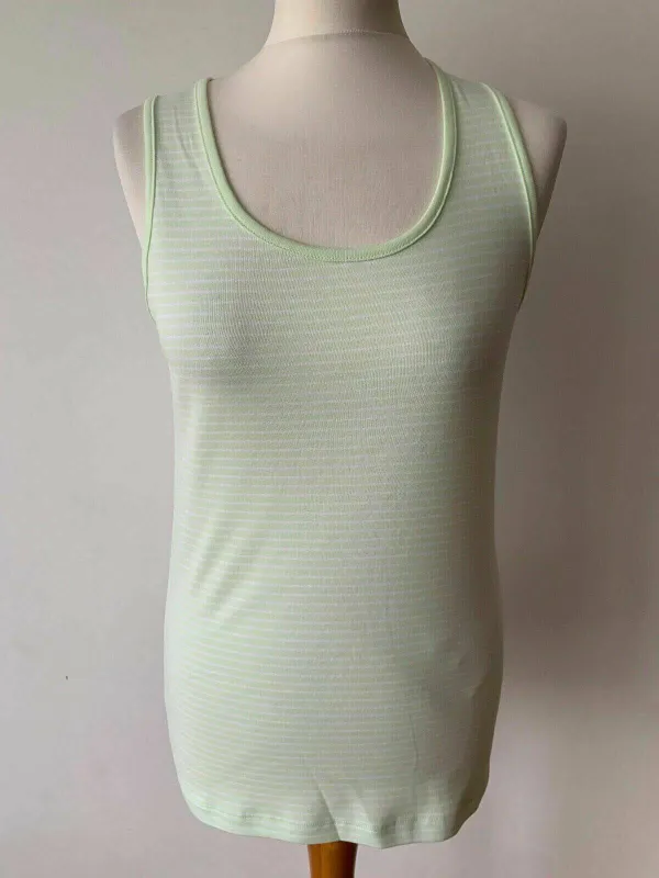 M&S Vest Cotton Top Lime Green Striped sold by Beagle Boutique