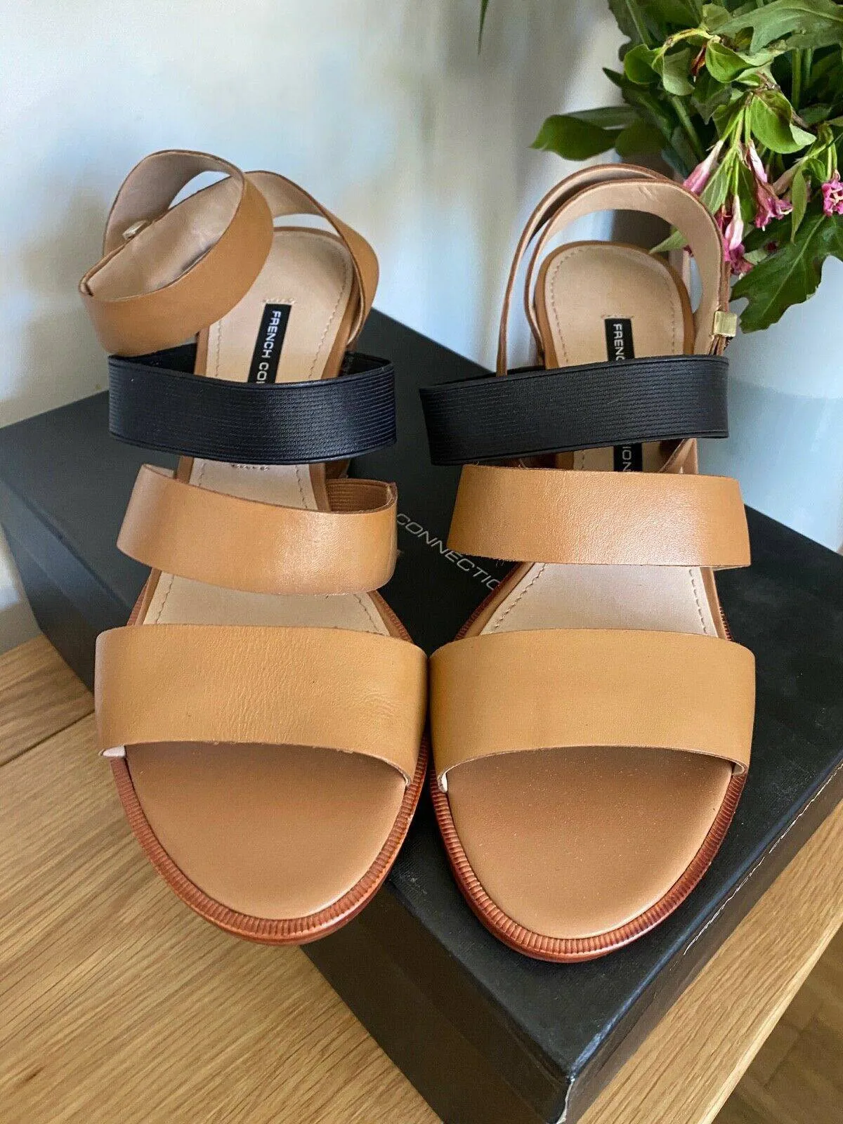 French Connection Ciara Safari Leather Block Heel Shoe Sizes 7 , 8 sold by Beagle Boutique product image thumbnail 2