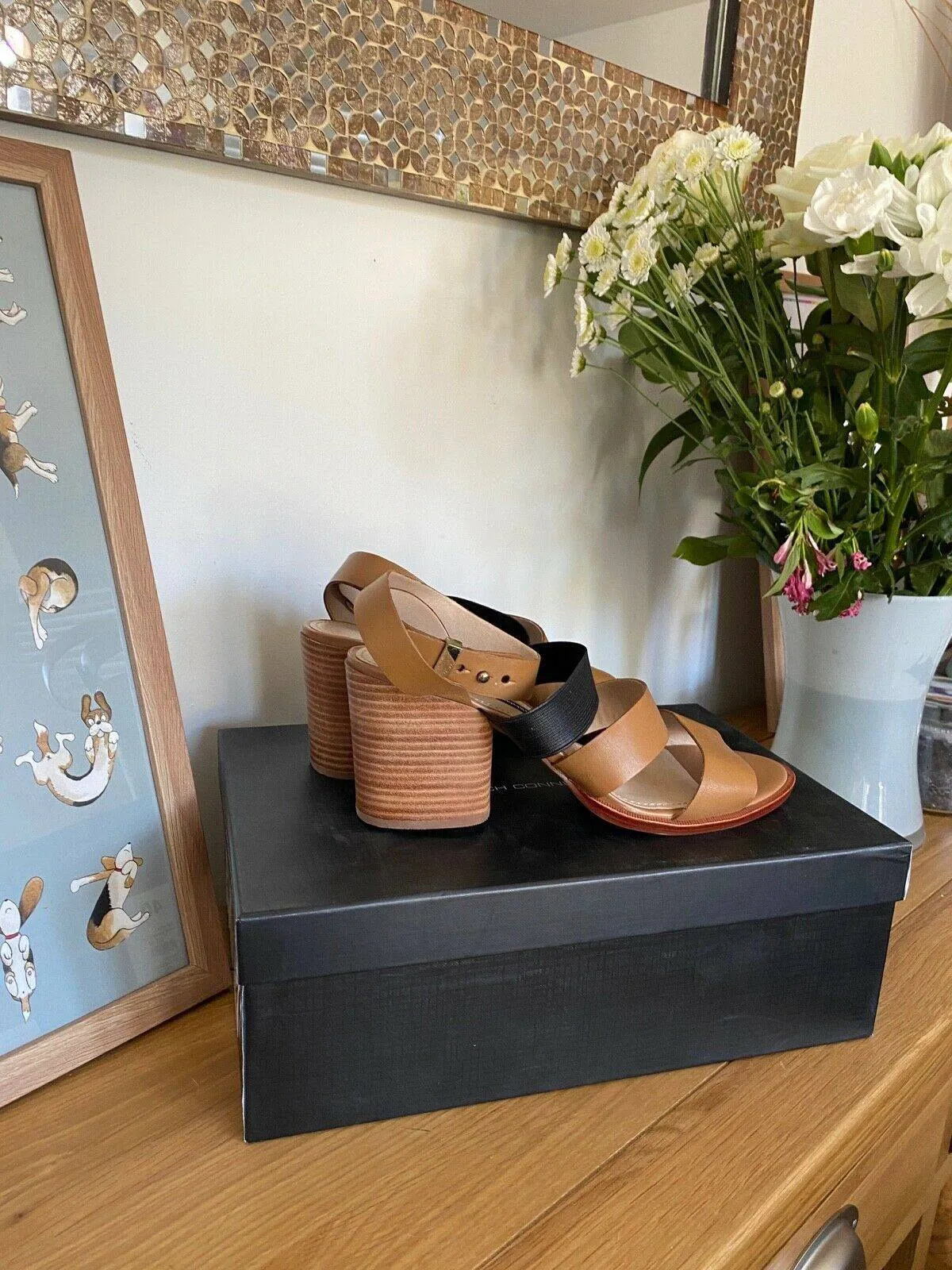 French Connection Ciara Safari Leather Block Heel Shoe Sizes 7 , 8 sold by Beagle Boutique