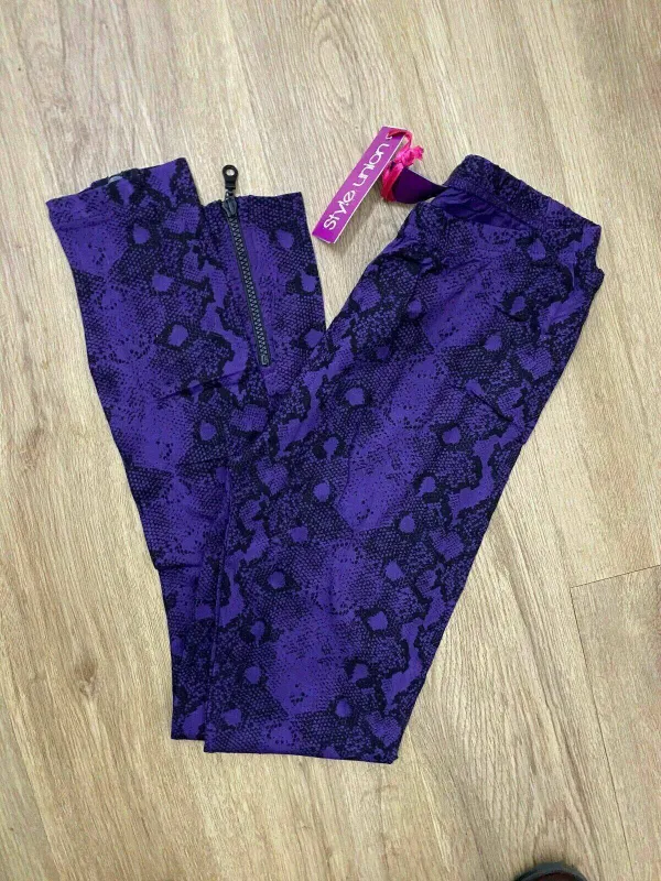 Fashion Union Purple Snake Print Legging Size 12 (8 - 12) Zip Hem Detail sold by Beagle Boutique
