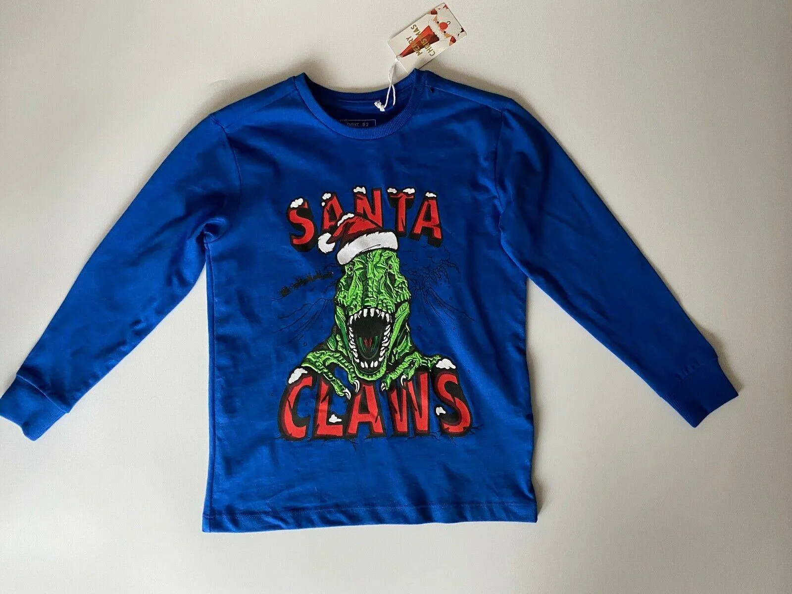 Boys Next Santa Claws Christmas T-Shirt Age 5 Years Blue Textured sold by Beagle Boutique