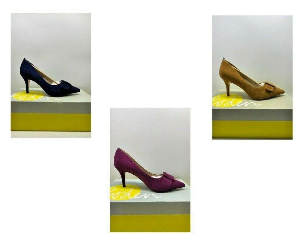 Boden High Heel Court Leather Shoe Suede Blue, Purple or Light Brown sold by Beagle Boutique