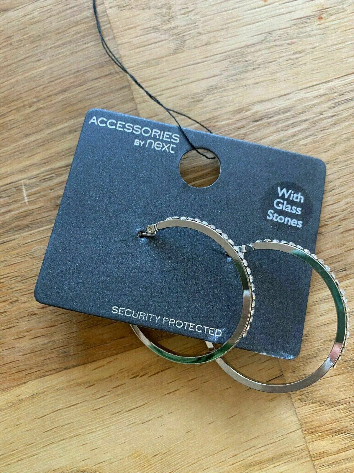 Ex. High St Silver Plated Hoop Earrings With Glass Stones sold by Beagle Boutique product image thumbnail 3