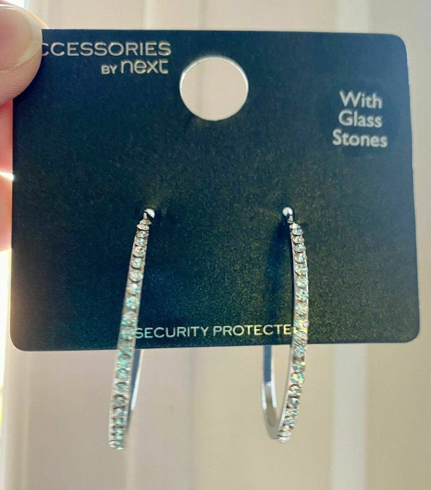 Ex. High St Silver Plated Hoop Earrings With Glass Stones sold by Beagle Boutique product image thumbnail 5