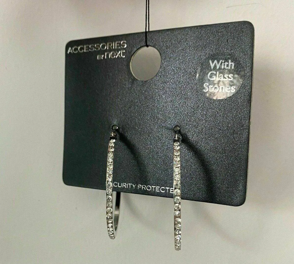 Ex. High St Silver Plated Hoop Earrings With Glass Stones sold by Beagle Boutique product image thumbnail 4