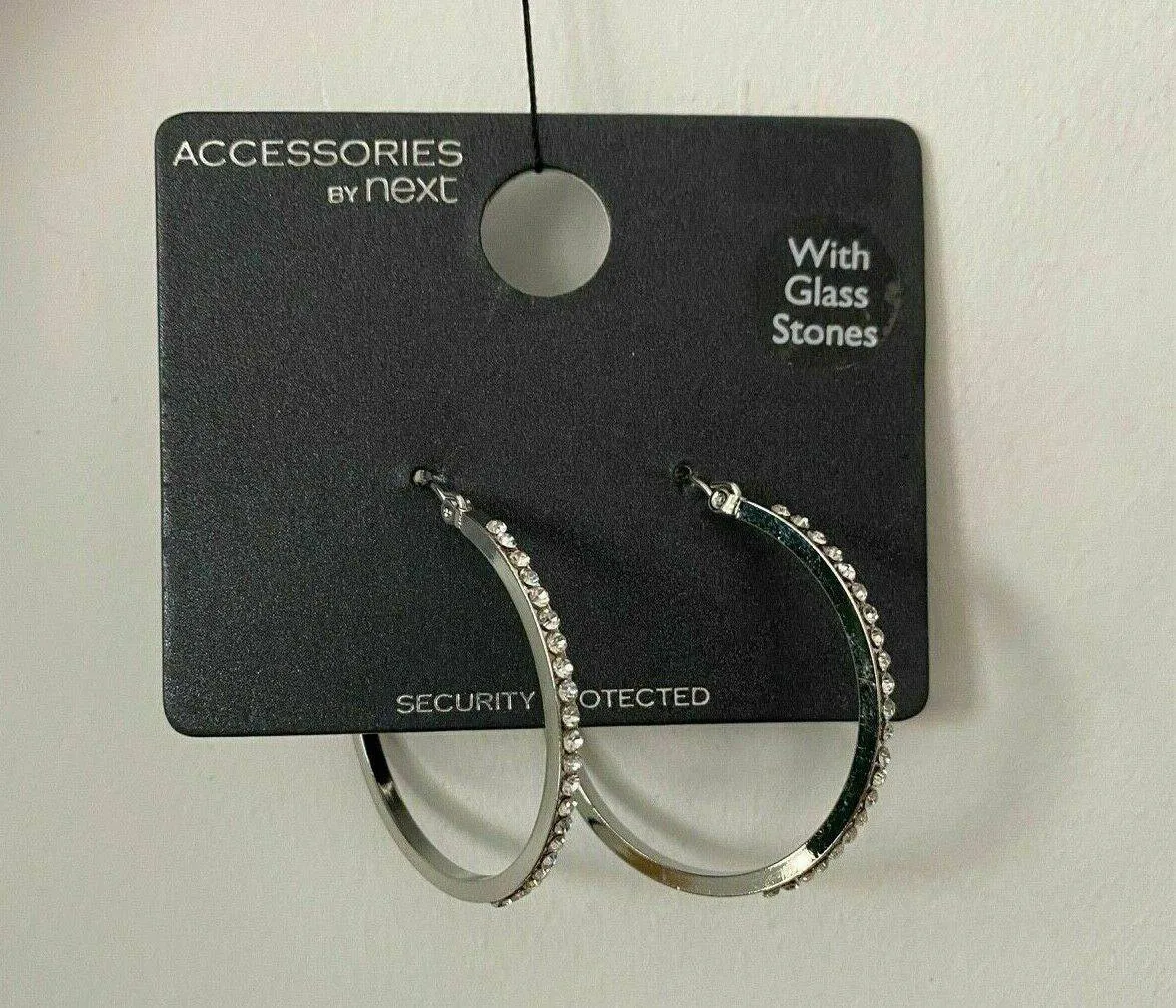 Ex. High St Silver Plated Hoop Earrings With Glass Stones sold by Beagle Boutique