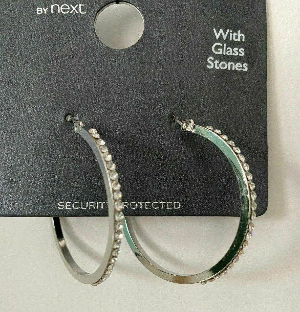 Ex. High St Silver Plated Hoop Earrings With Glass Stones sold by Beagle Boutique product image thumbnail 2