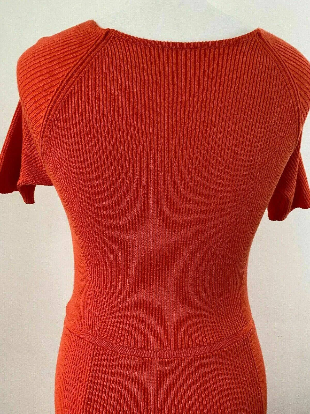 Ribbed Knit Orange Long Dress Size 10 Sweetheart Neck sold by Beagle Boutique product image thumbnail 5