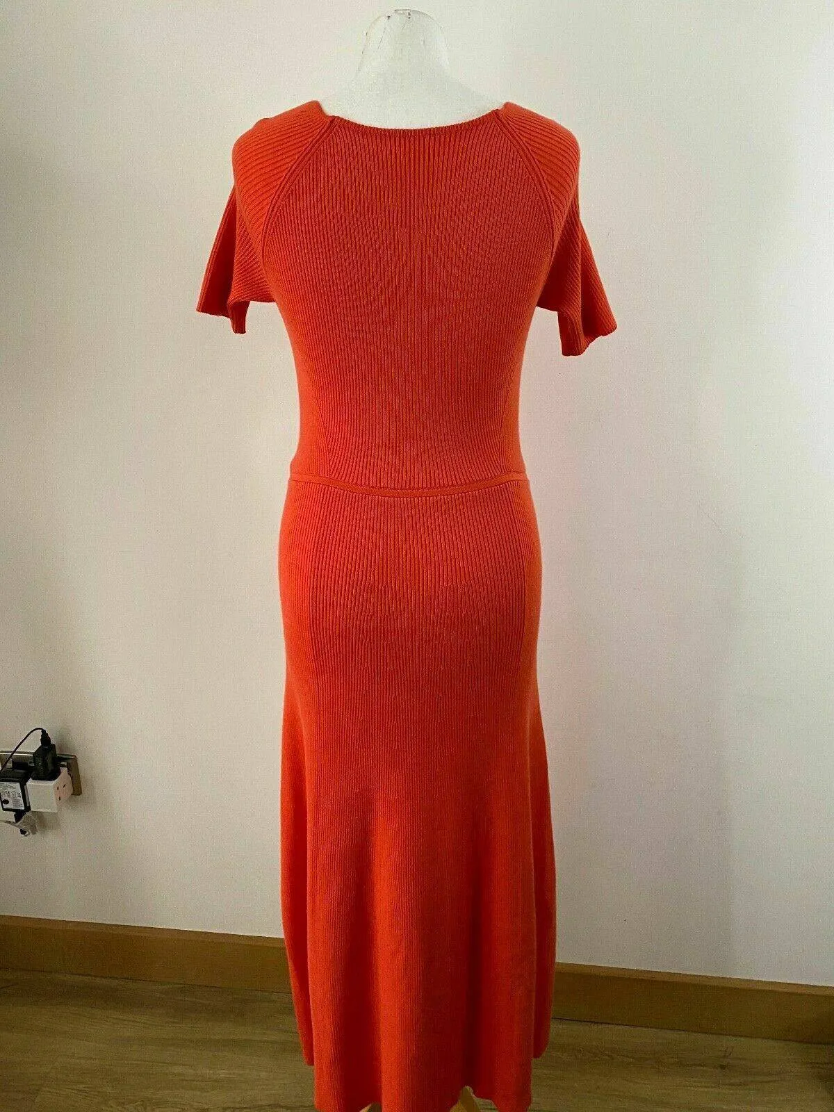 Ribbed Knit Orange Long Dress Size 10 Sweetheart Neck sold by Beagle Boutique product image thumbnail 4