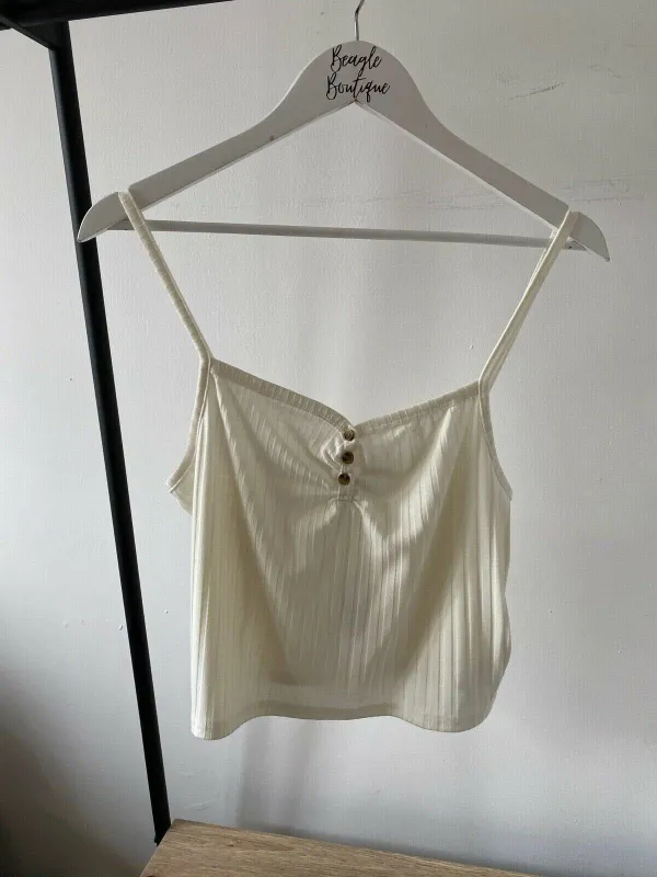 Topshop Rib Crop Top Red, Cream Sizes 16 made by Topshop