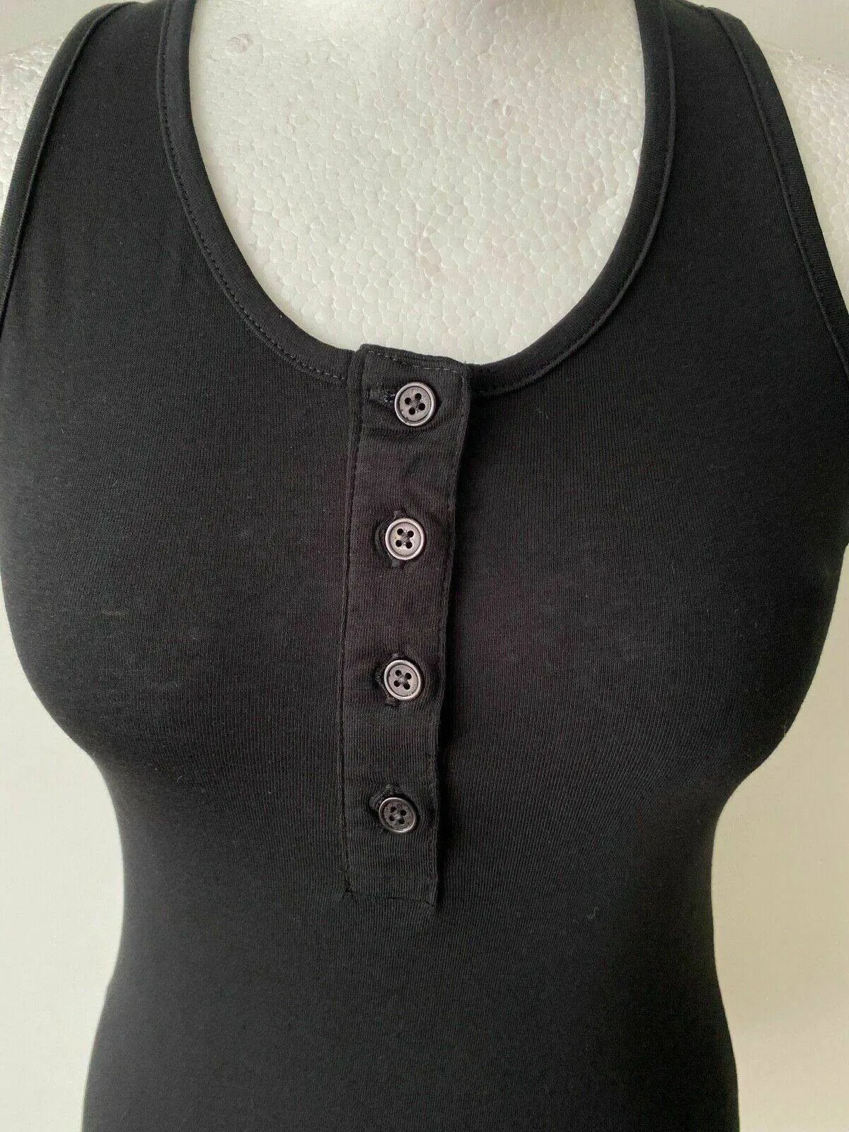 Misspap Button Detail Vest Top Black Size 6 sold by Beagle Boutique