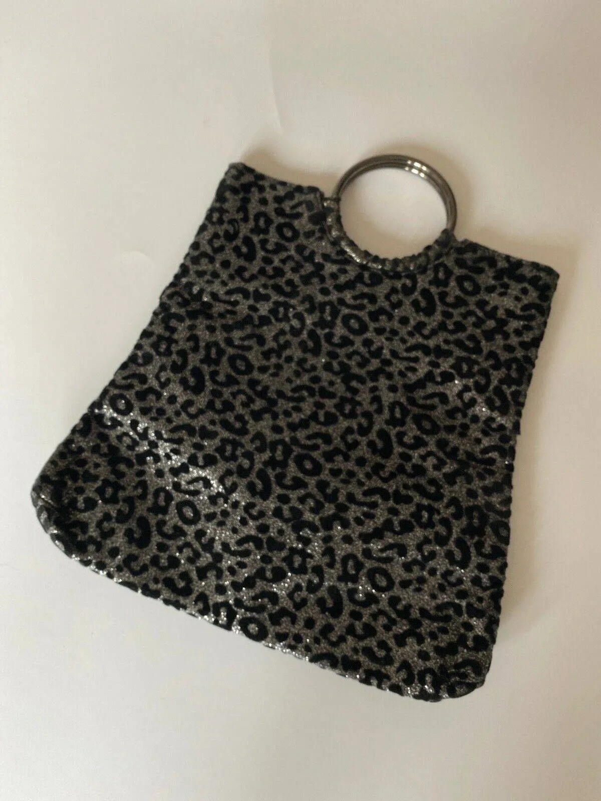 Simply Be Black Suede Silver Gillette Clutch bag Ring Handles Thin Bag sold by Beagle Boutique product image thumbnail 3