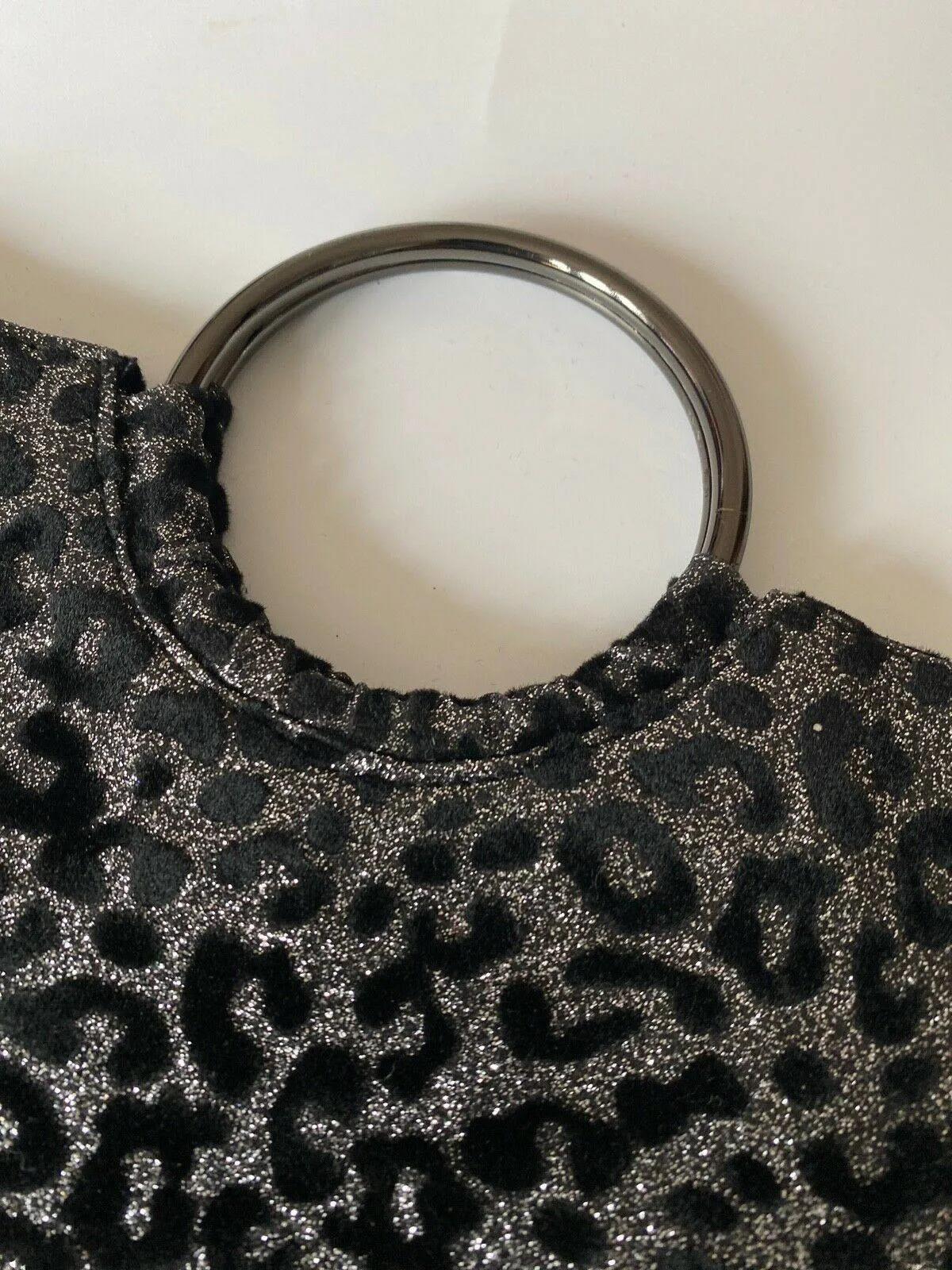 Simply Be Black Suede Silver Gillette Clutch bag Ring Handles Thin Bag sold by Beagle Boutique product image thumbnail 2
