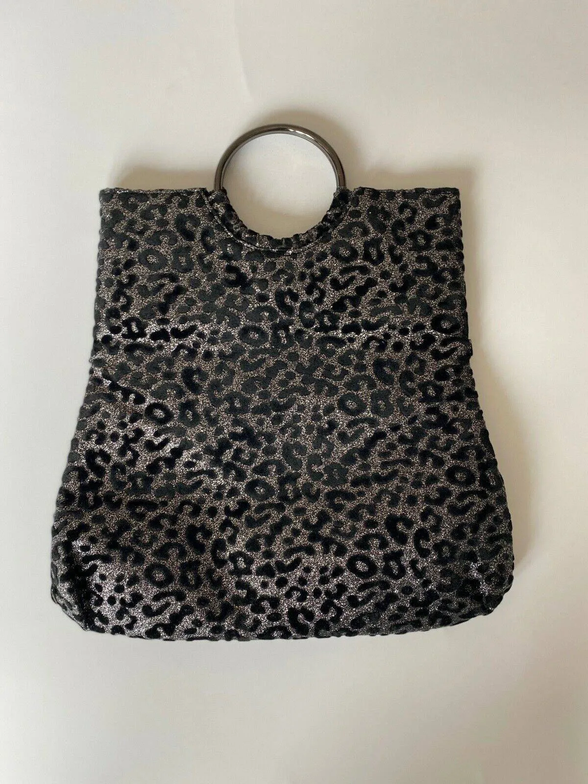 Simply Be Black Suede Silver Gillette Clutch bag Ring Handles Thin Bag sold by Beagle Boutique
