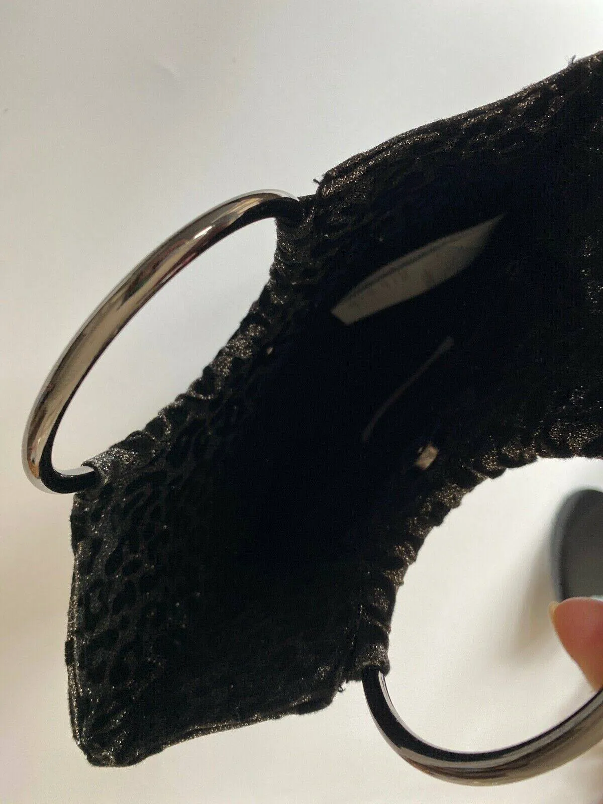 Simply Be Black Suede Silver Gillette Clutch bag Ring Handles Thin Bag sold by Beagle Boutique product image thumbnail 4