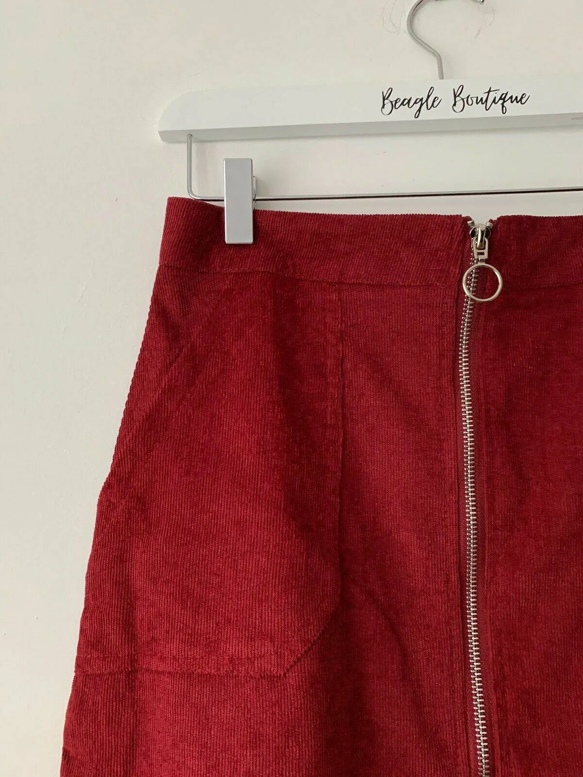 SHEIN O-ring Zip Front Corduroy Mini Skirt Available in 3 Colours Sizes: S & M sold by Beagle Boutique product image thumbnail 3