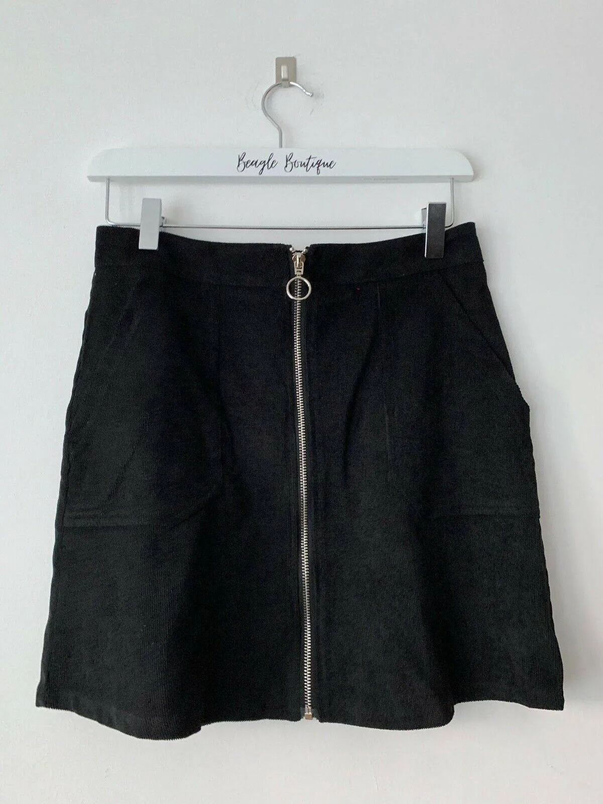 SHEIN O-ring Zip Front Corduroy Mini Skirt Available in 3 Colours Sizes: S & M sold by Beagle Boutique product image thumbnail 2