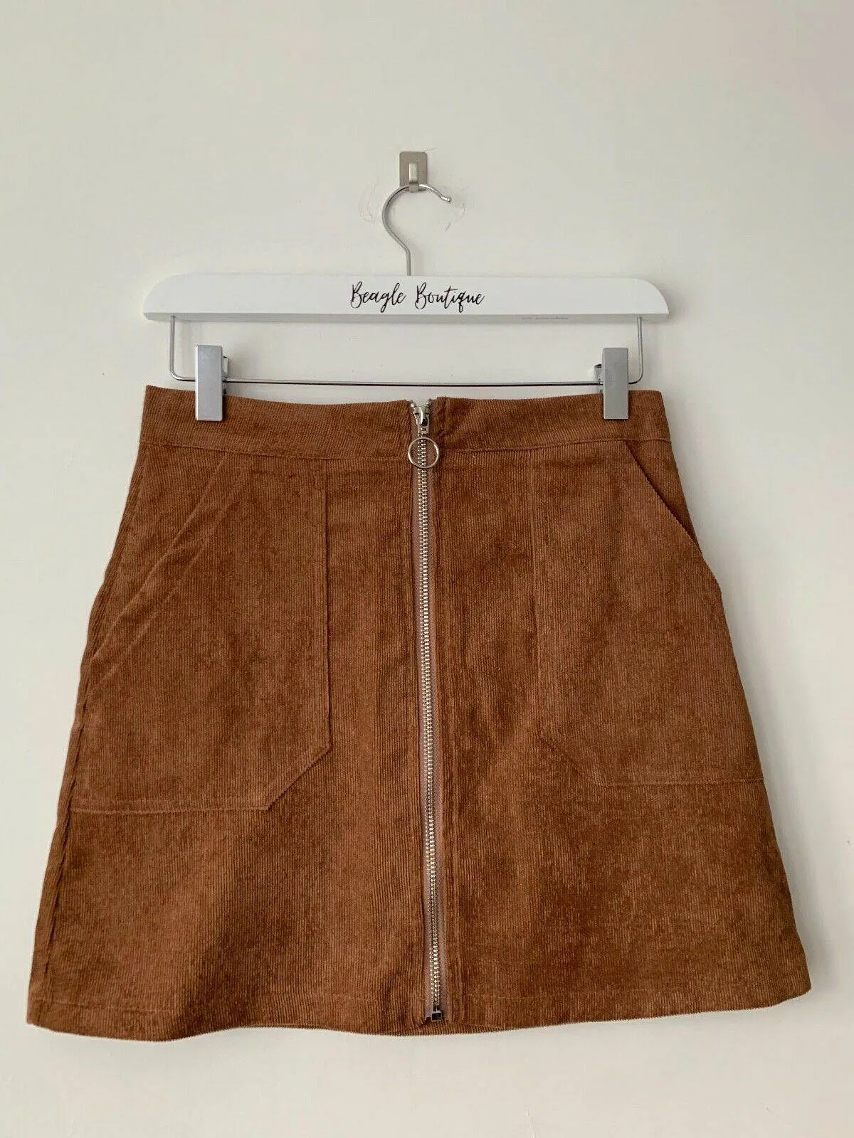 SHEIN O-ring Zip Front Corduroy Mini Skirt Available in 3 Colours Sizes: S & M sold by Beagle Boutique product image thumbnail 4