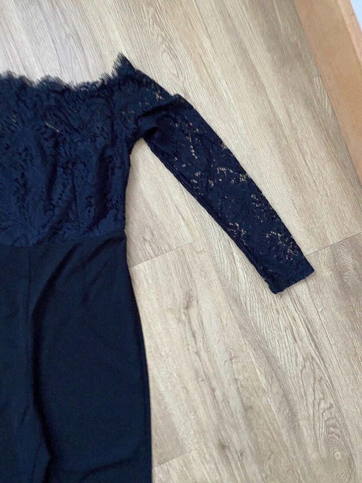 SHEIN Off Shoulder Lace Bodice Black Jumpsuit Size S 8 UK Black or Burgundy sold by Beagle Boutique