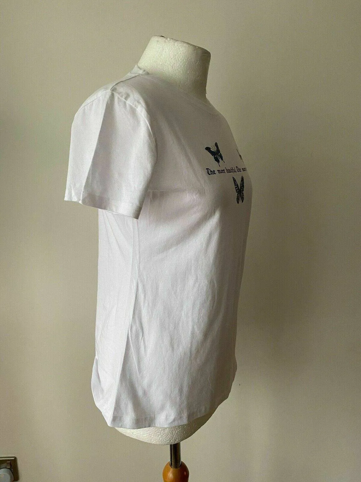 SHEIN White Butterfly & Slogan Graphic Tee Size L 12 - 14 T-Shirt sold by Beagle Boutique product image thumbnail 3