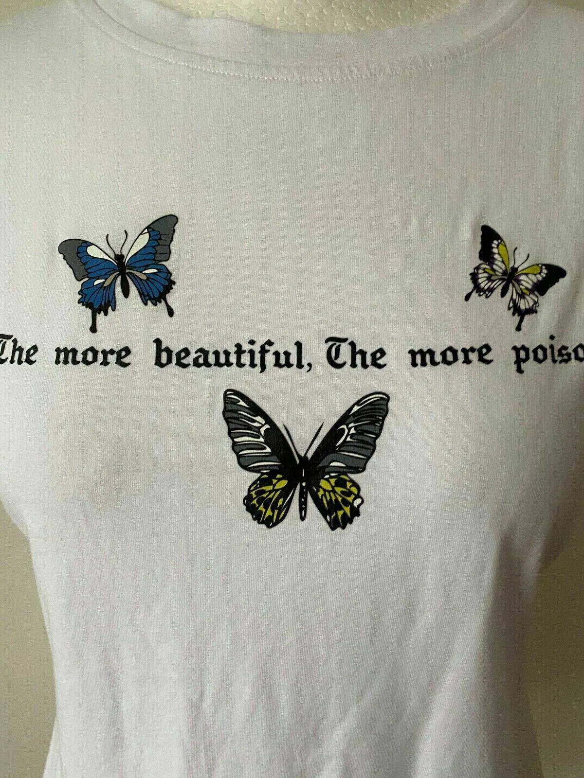 SHEIN White Butterfly & Slogan Graphic Tee Size L 12 - 14 T-Shirt sold by Beagle Boutique product image thumbnail 2
