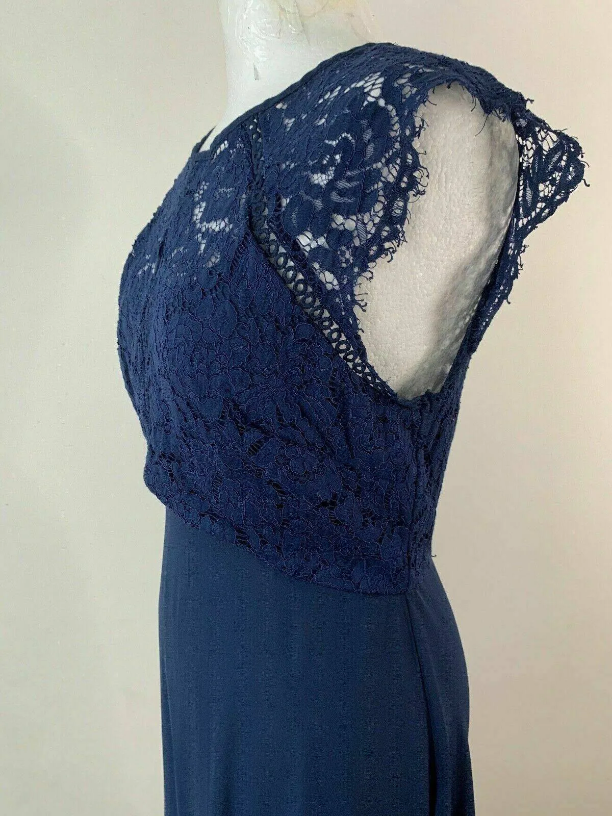 SHEIN Cutout Zipper Back Lace Bodice Flare Blue Dress Size M 10 sold by Beagle Boutique product image thumbnail 4