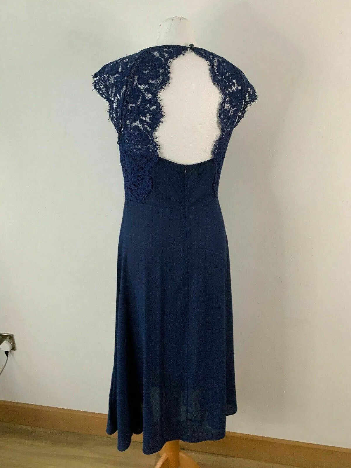 SHEIN Cutout Zipper Back Lace Bodice Flare Blue Dress Size M 10 sold by Beagle Boutique product image thumbnail 5