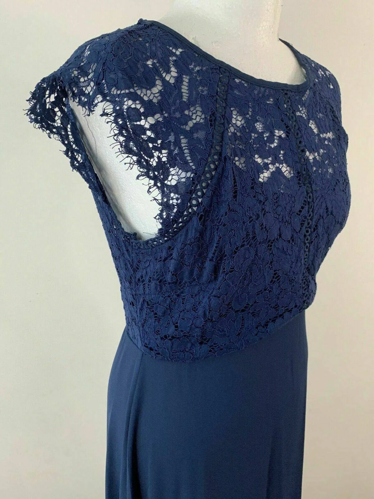 SHEIN Cutout Zipper Back Lace Bodice Flare Blue Dress Size M 10 sold by Beagle Boutique product image thumbnail 3