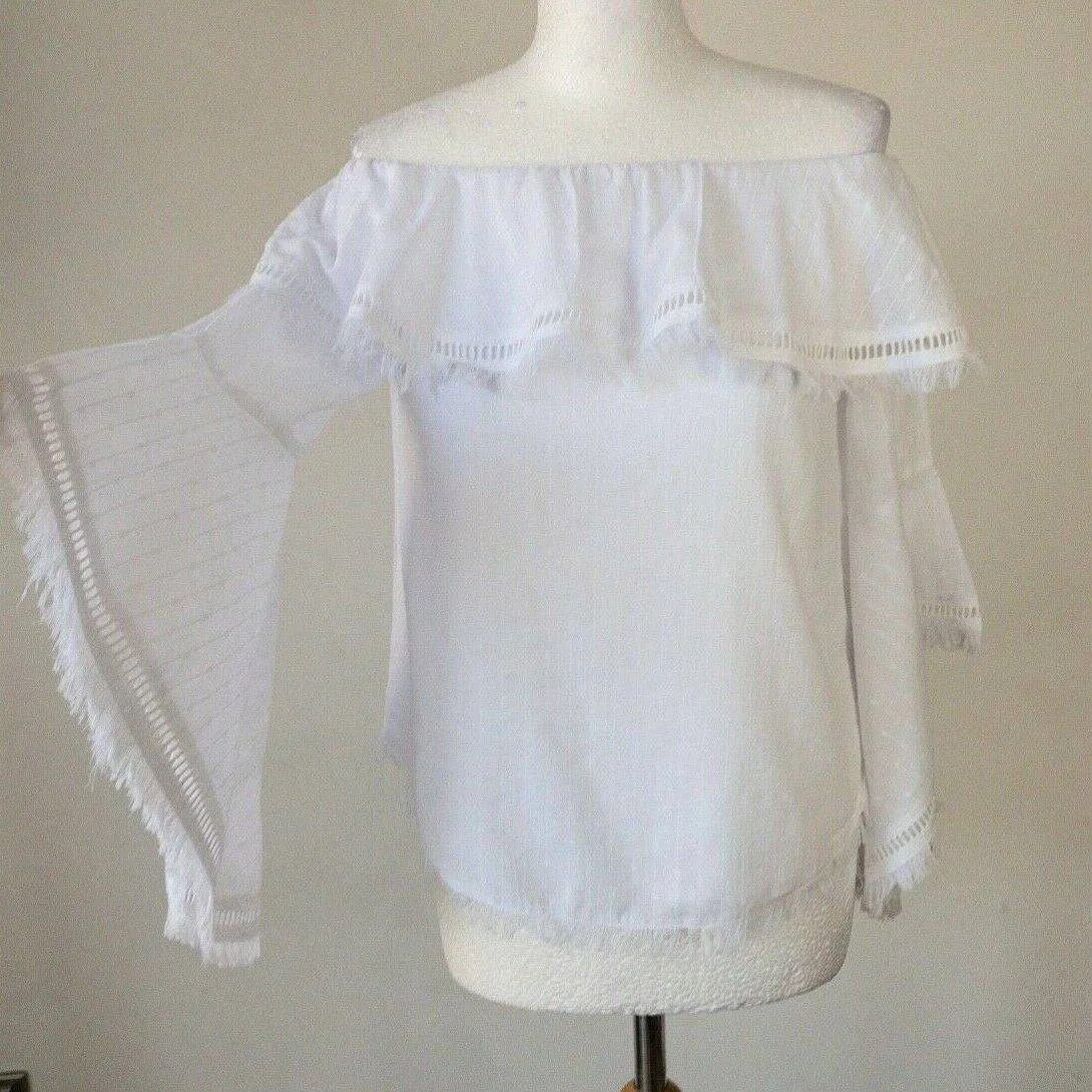 Seven Wonders White Frida Badot Top Flared Sleeves RRP £60 sold by Beagle Boutique product image thumbnail 2