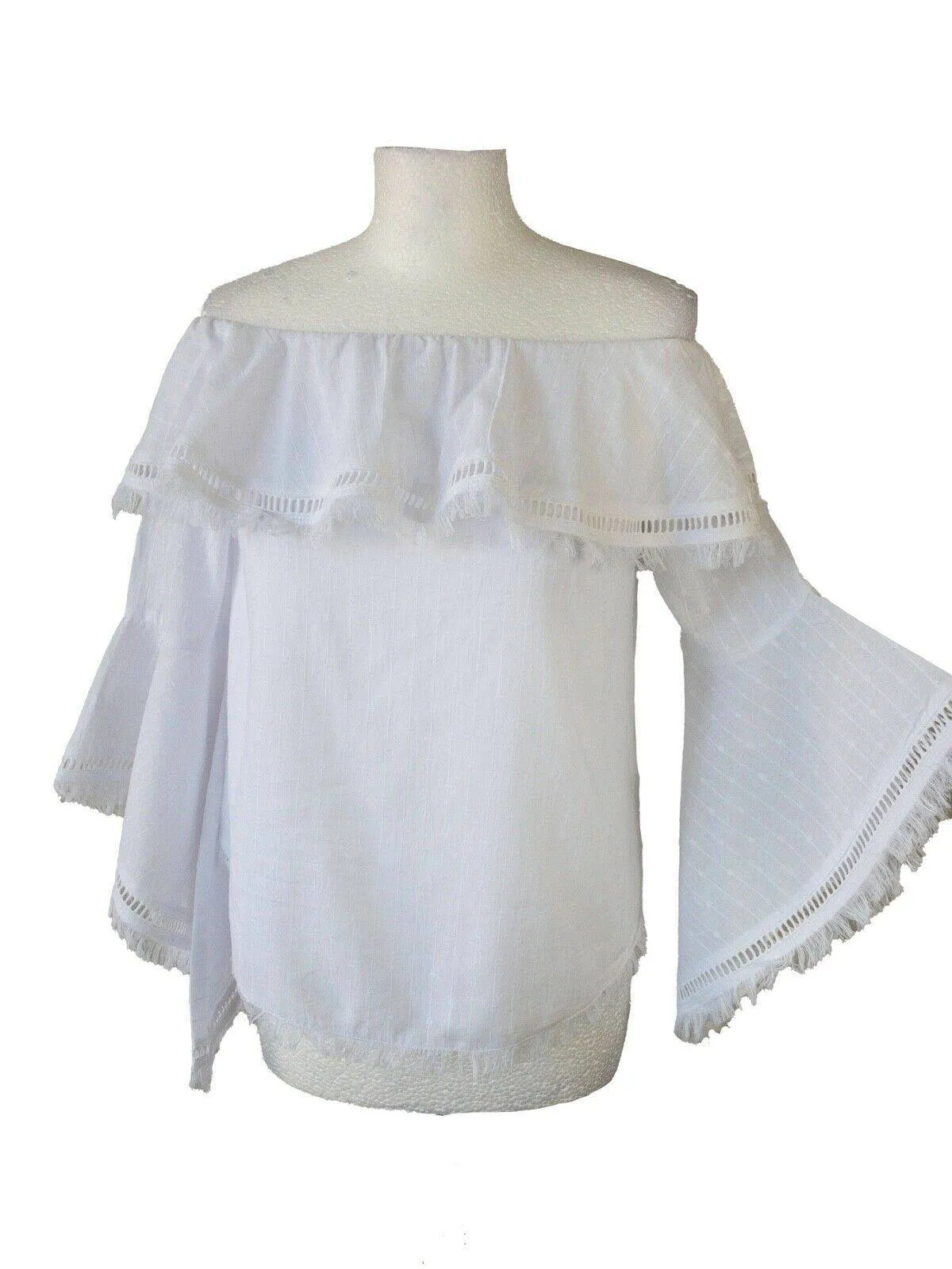 Seven Wonders White Frida Badot Top Flared Sleeves RRP £60 sold by Beagle Boutique