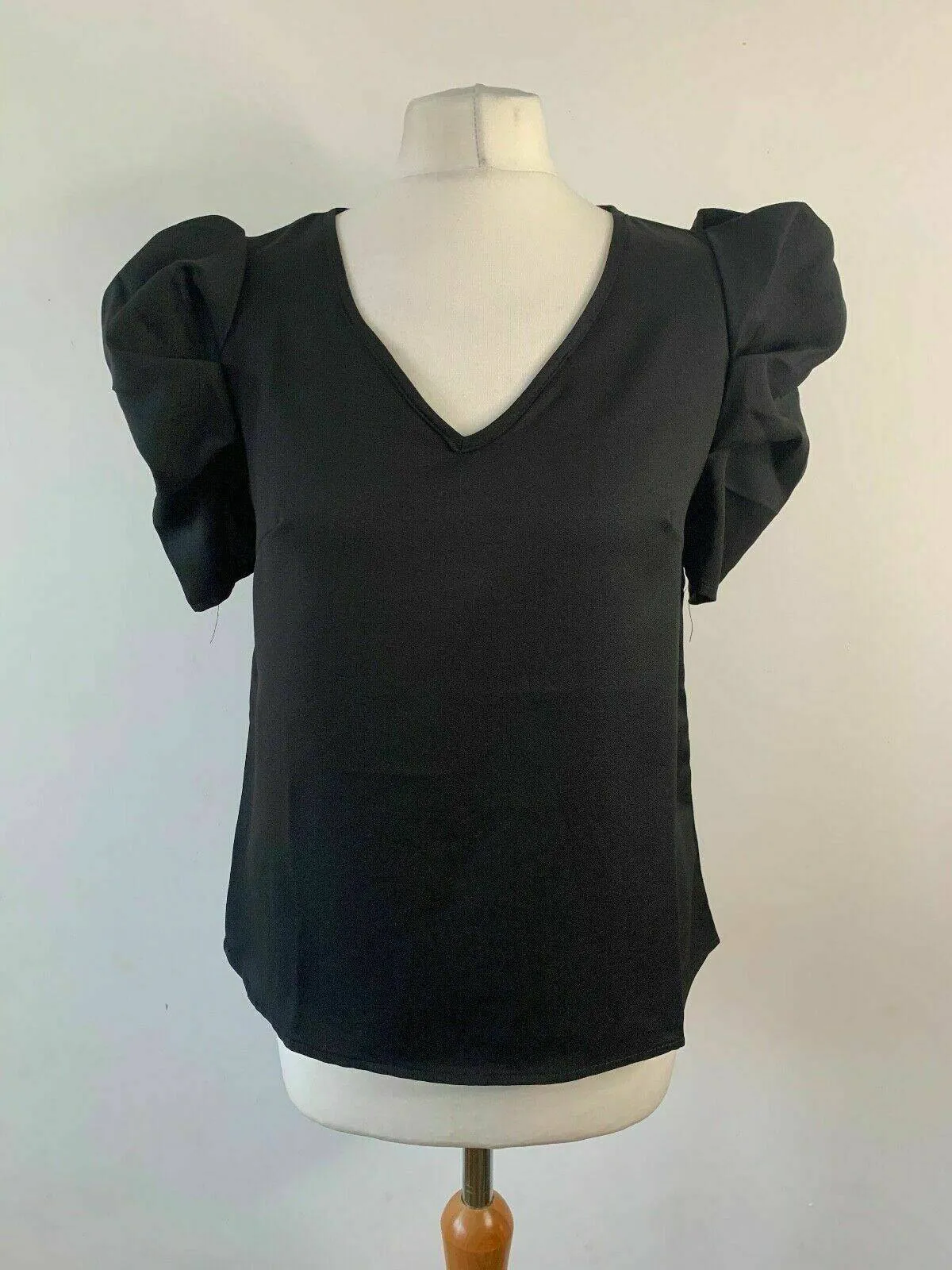 SHEIN Black Blouse Puffed Sleeves Size S 8 sold by Beagle Boutique