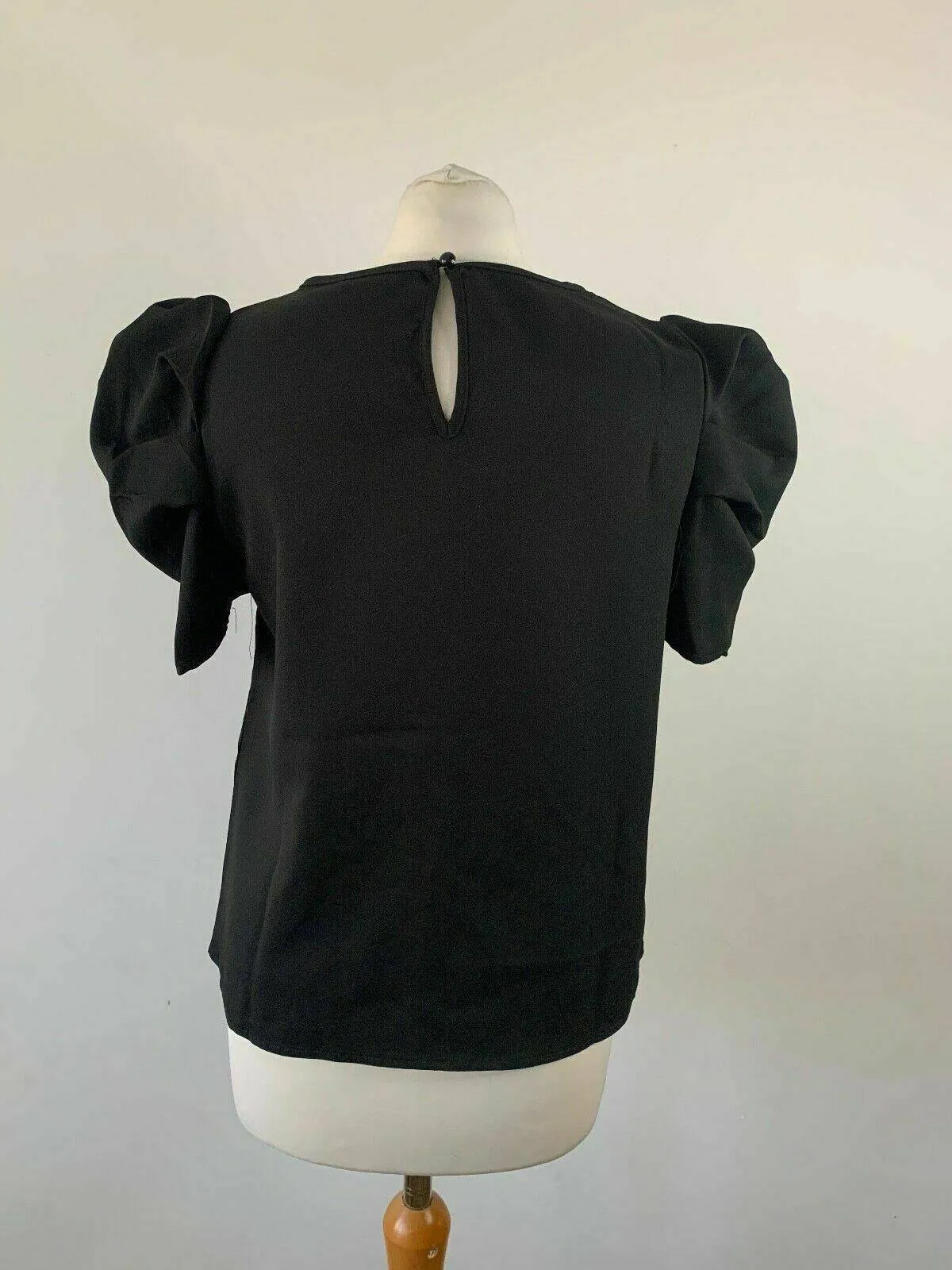 SHEIN Black Blouse Puffed Sleeves Size S 8 sold by Beagle Boutique product image thumbnail 4