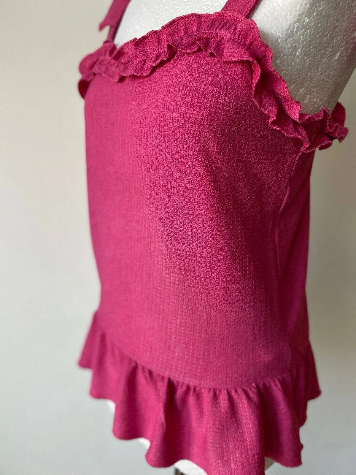 Papaya Pink Textured Tie Straps Cami Top 8, 10, 20 sold by Beagle Boutique product image thumbnail 3