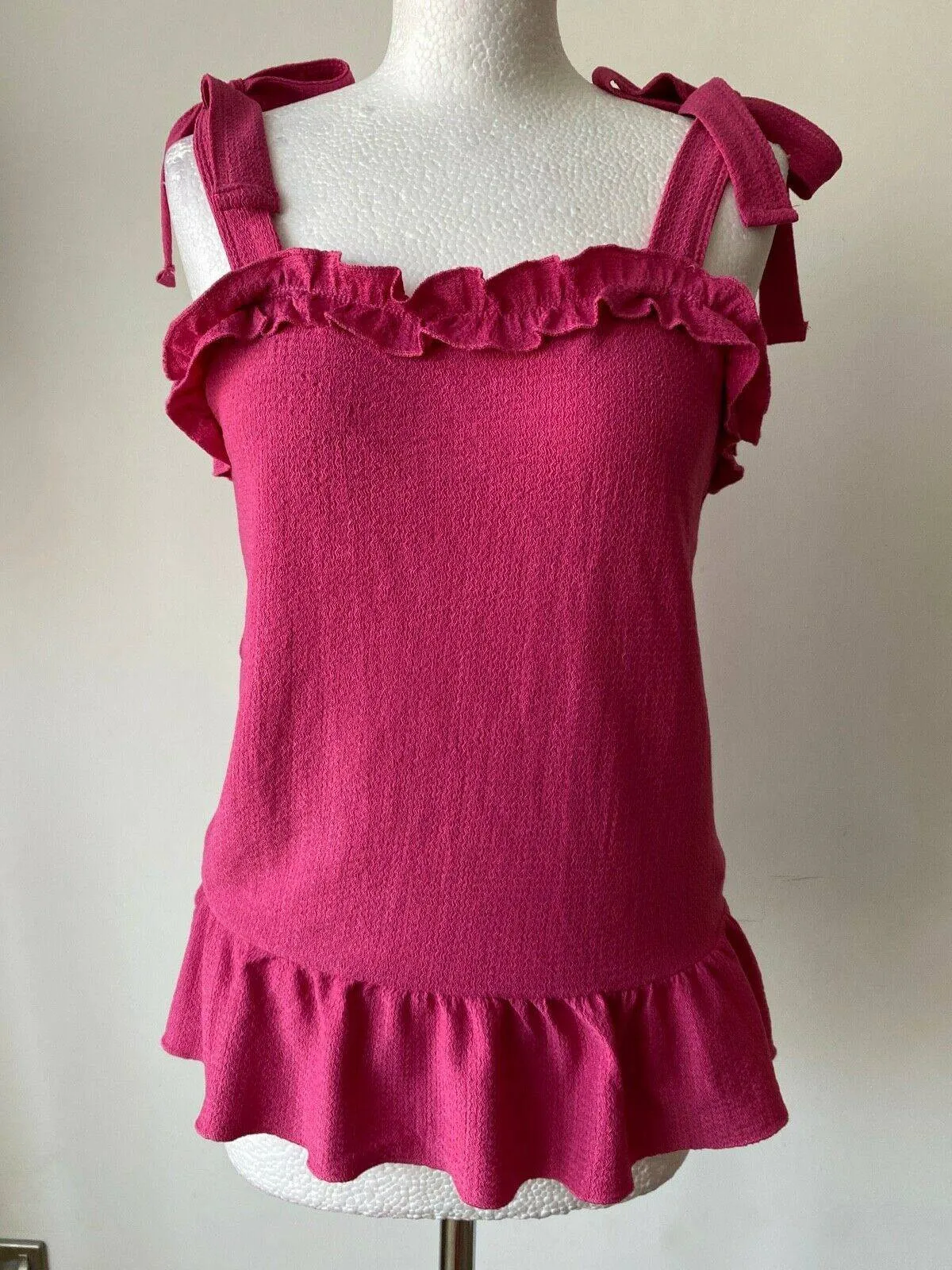 Papaya Pink Textured Tie Straps Cami Top 8, 10, 20 sold by Beagle Boutique