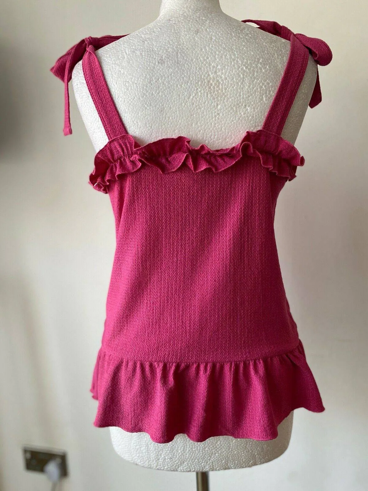 Papaya Pink Textured Tie Straps Cami Top 8, 10, 20 sold by Beagle Boutique product image thumbnail 2