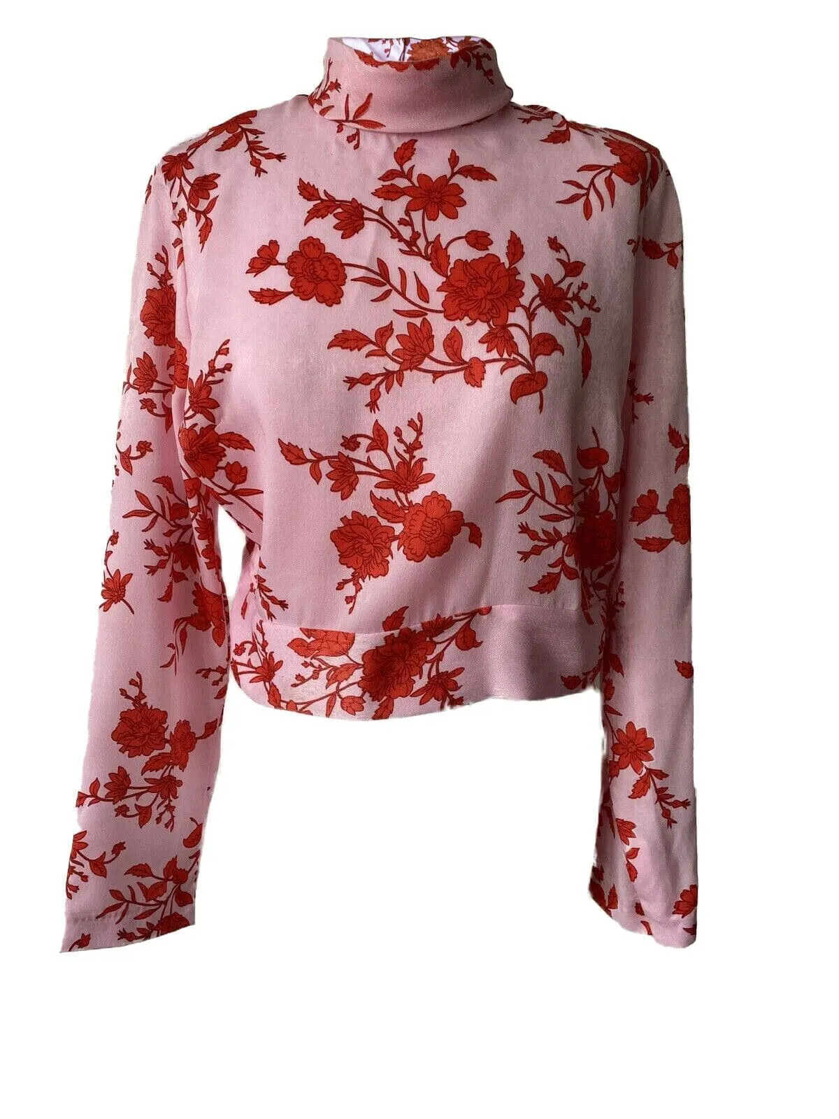 River Island Pink and Red Cut Out Back Tie Back Top High Neck Sizes 6 8 12 sold by Beagle Boutique