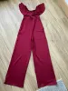 ROMWE Off the shoulder Jumpsuit Burgundy Frill Size S Wide Leg sold by Beagle Boutique