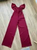 ROMWE Off the shoulder Jumpsuit Burgundy Frill Size S Wide Leg sold by Beagle Boutique