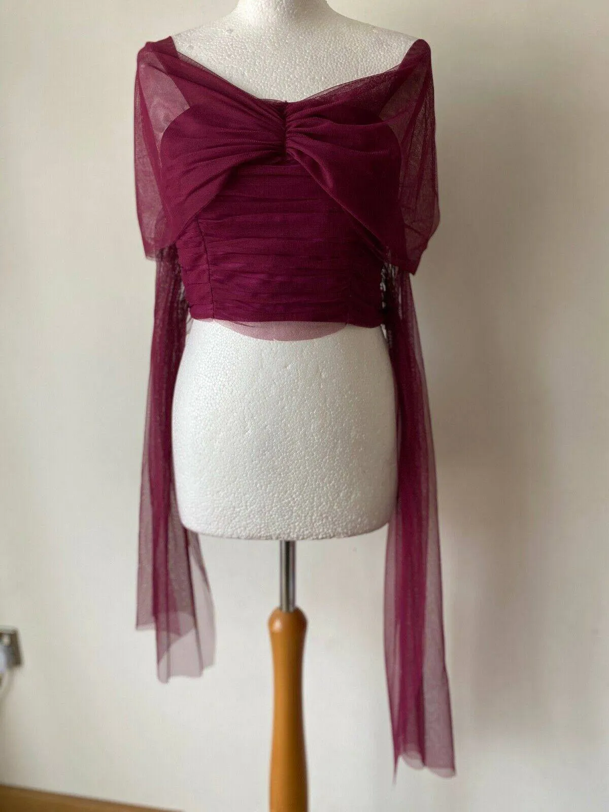 River Island Purple Strapless Crop Top Mesh Bow Detail Size 10 sold by Beagle Boutique