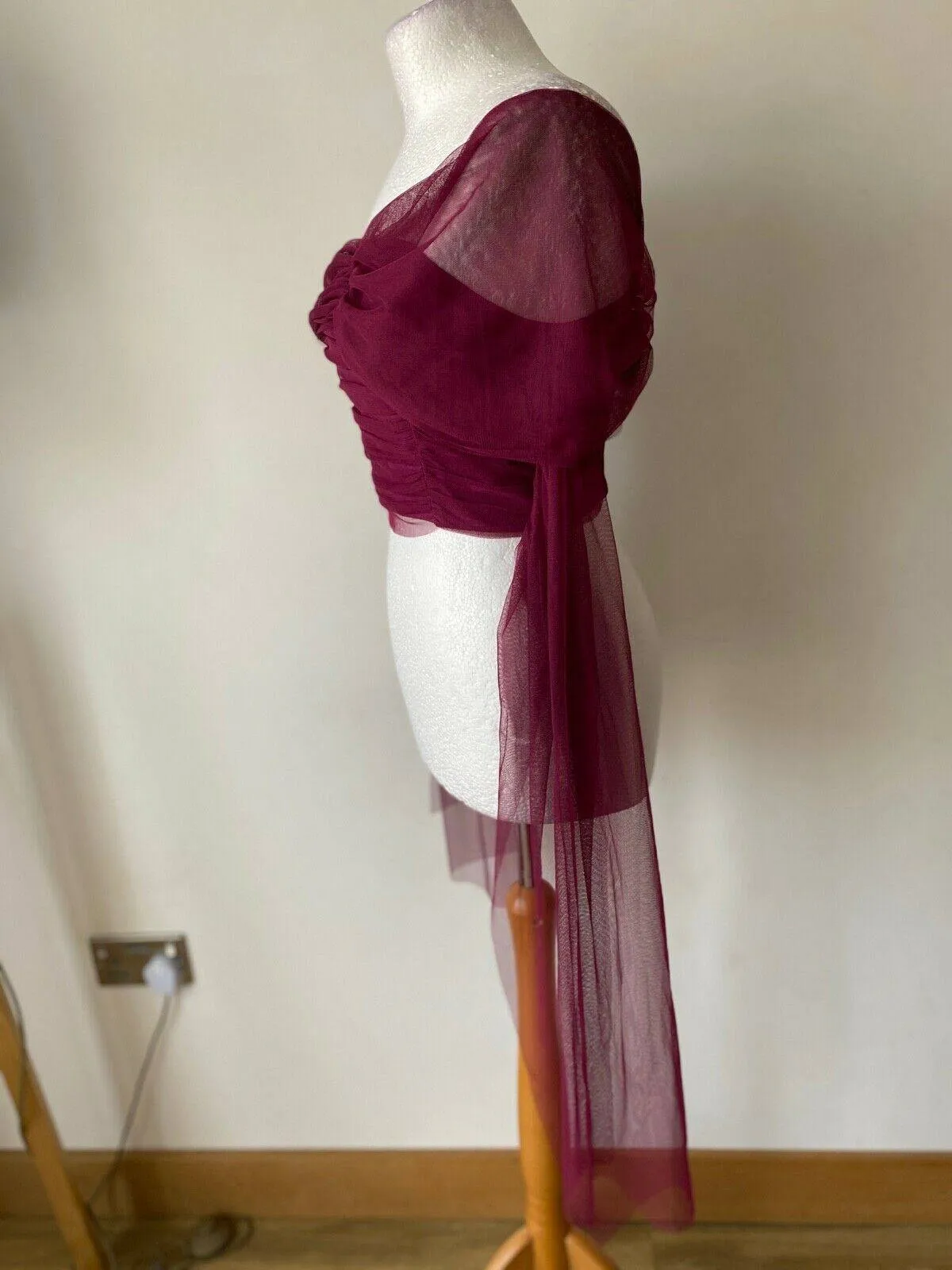 River Island Purple Strapless Crop Top Mesh Bow Detail Size 10 sold by Beagle Boutique product image thumbnail 2