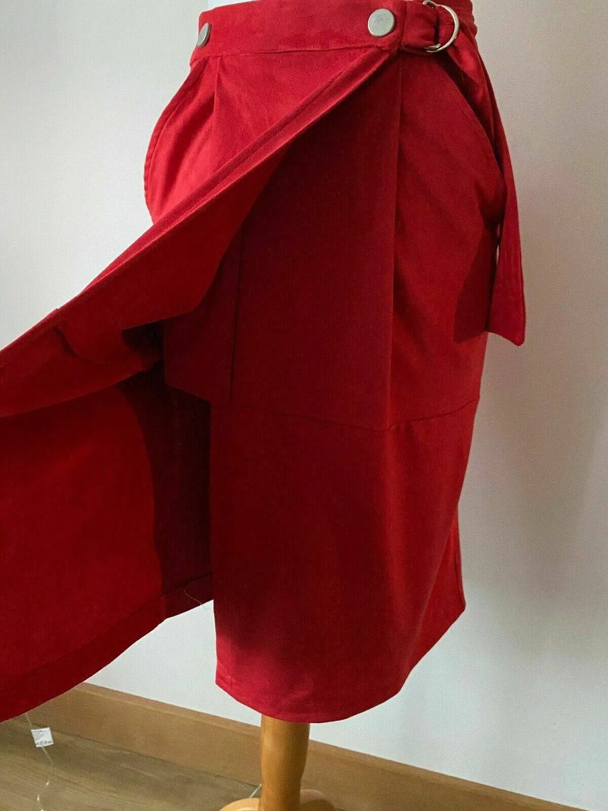 Red Suedette Wrap Midi Skirt Size 8 sold by Beagle Boutique product image thumbnail 2
